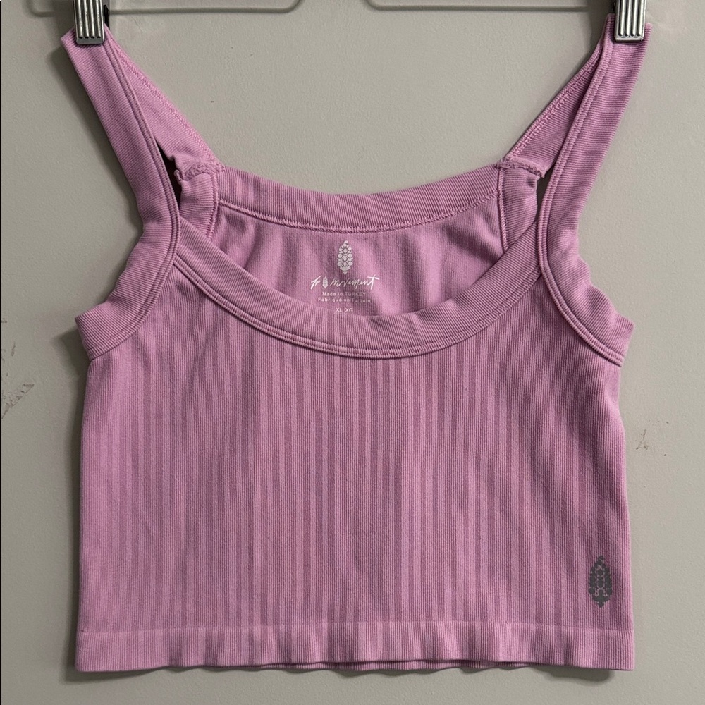 FP Movement Ribbed Crop Tank XL Pink Stretch Bralette Top Free People